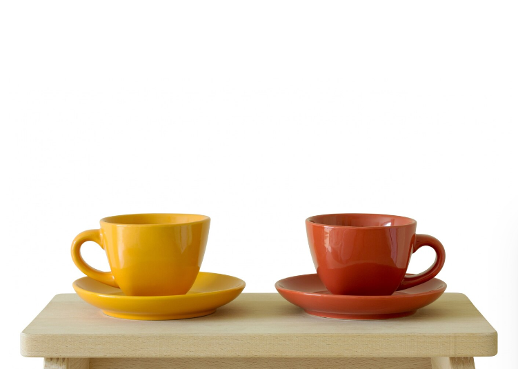 Two cups of coffee and tea.