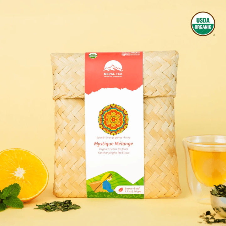 Brew La La Organic Green Tea - Natural Ginger Lemon Flavor - 50 Tea Bag Tin  - Low Caffeine Tea - USDA Certified Organic